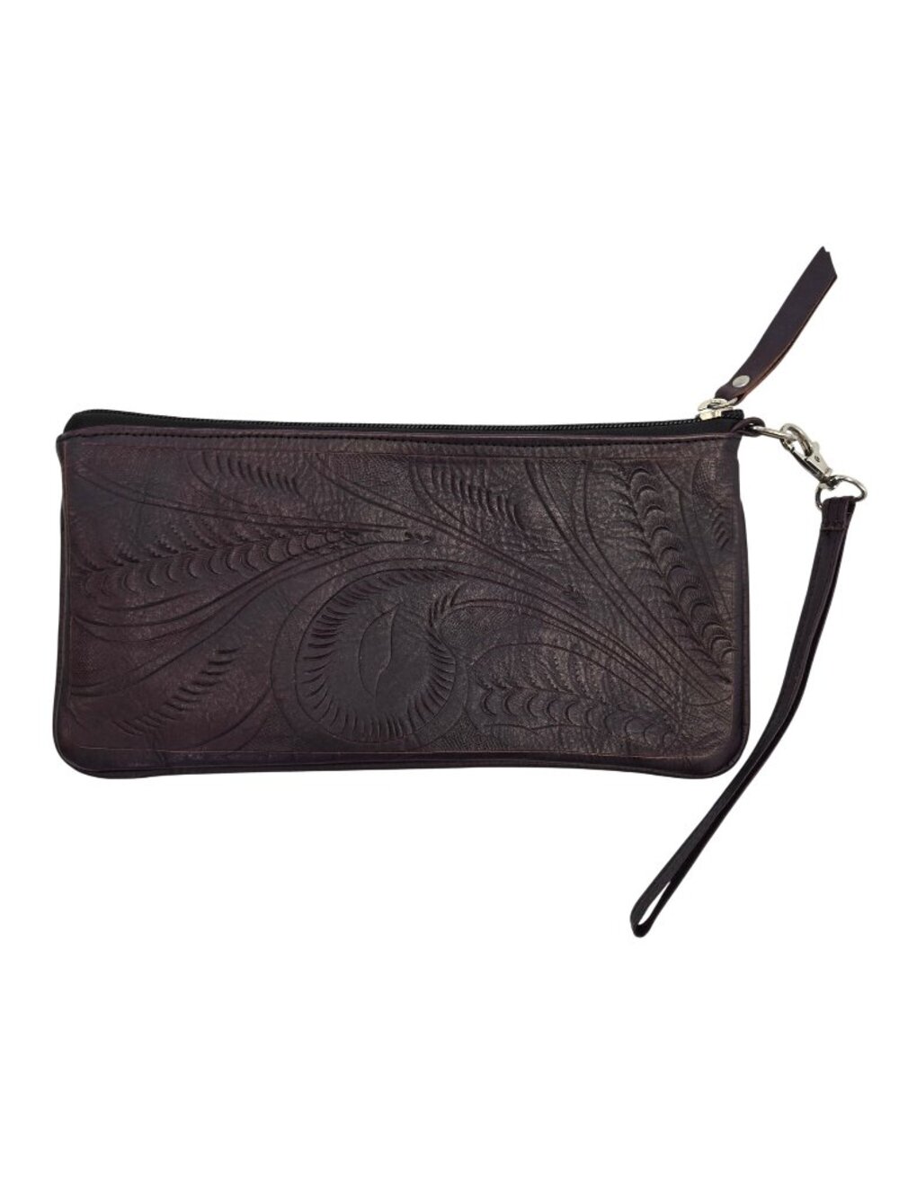 JL Saldivar Leather Embossed Clutch Wristlet Purse